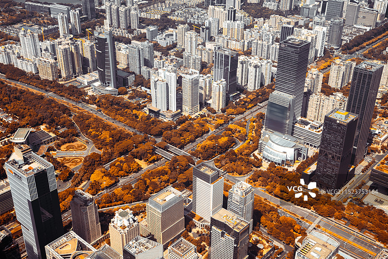 中国广东深圳福田中心区俯瞰都市风光图片素材