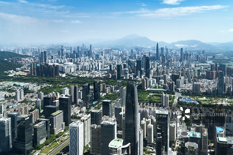 中国广东深圳福田中心区俯瞰都市风光图片素材