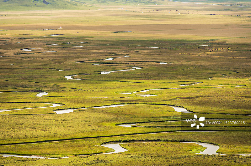 甘南州碌曲县213国道郭莽湿地草原河流风光图片素材