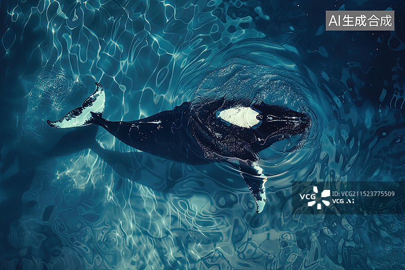 【AI数字艺术】深海海底摄影水底动物鲸鱼图片素材