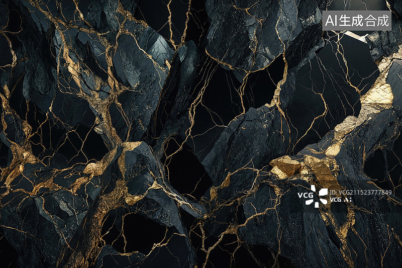 【AI数字艺术】黑色大理石纹理背景图片素材