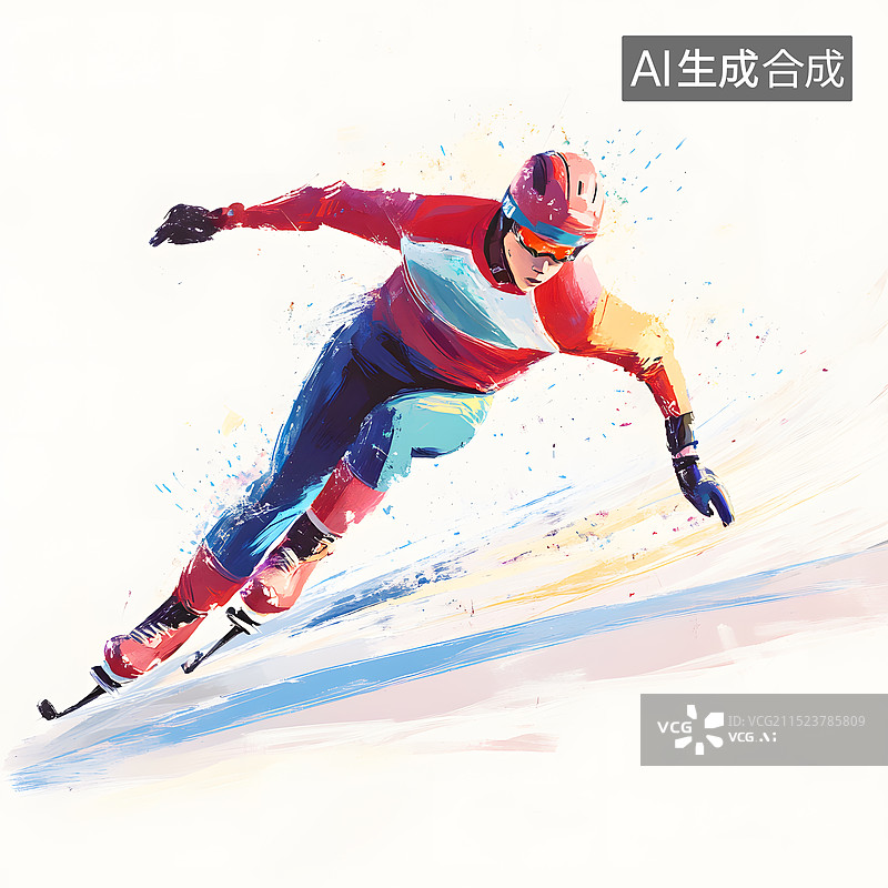 【AI数字艺术】AIGC:冬季运动滑冰插画图片素材