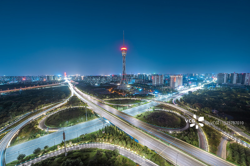 河南郑州中原福塔 FU Tower 河南广播电视塔高架桥高架路图片素材