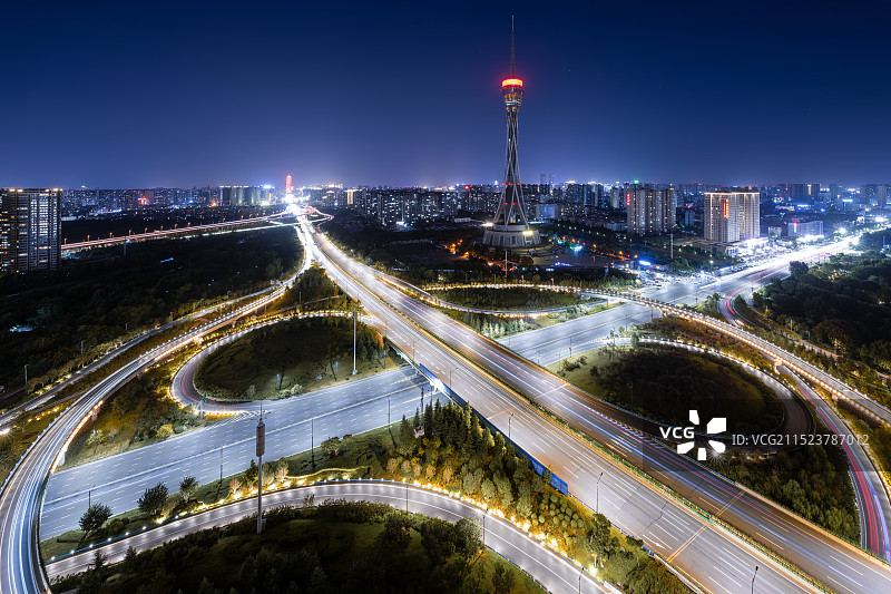 河南郑州中原福塔 FU Tower 河南广播电视塔高架桥高架路图片素材