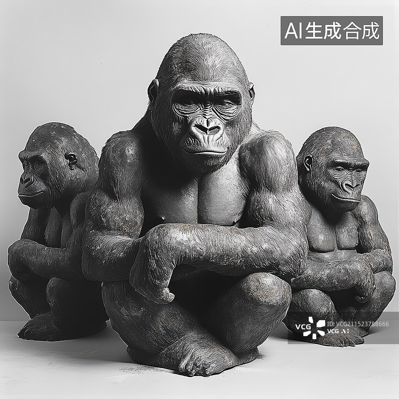 【AI数字艺术】黑白分明猩猩拟人形象图片素材
