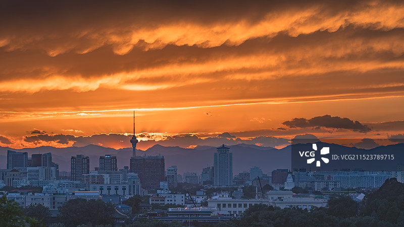 电视塔彩霞图片素材