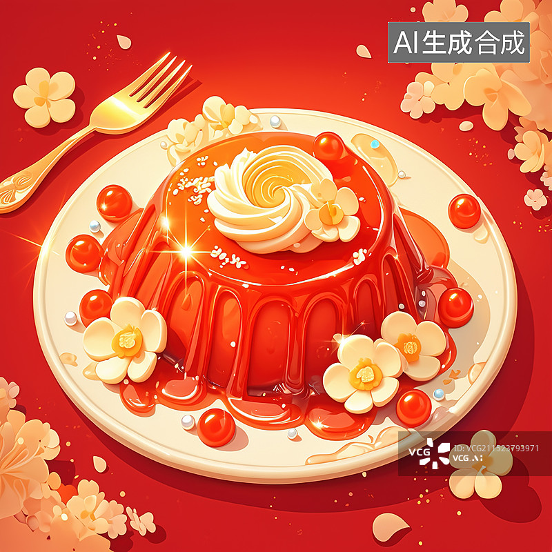 【AI数字艺术】樱桃蛋糕图片素材