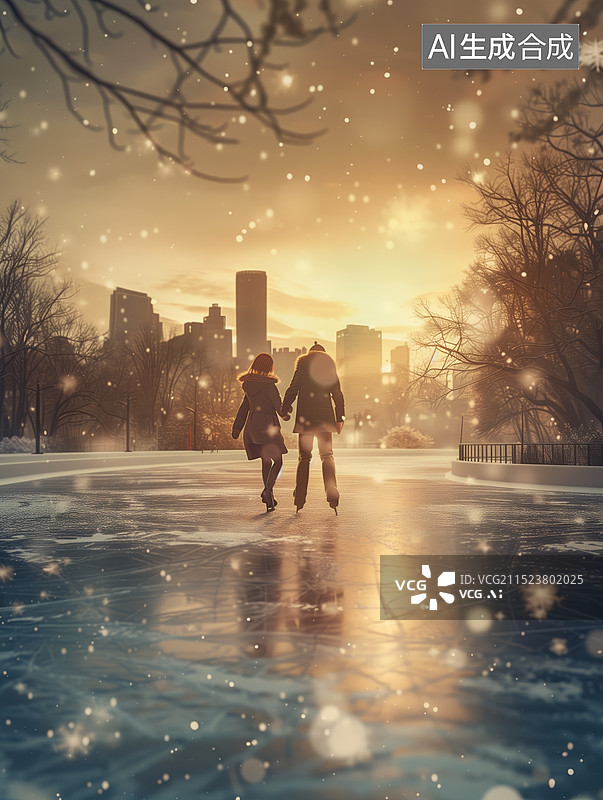 【AI数字艺术】室外滑冰图片素材
