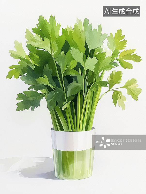 【AI数字艺术】手绘芹菜插画元素图片素材