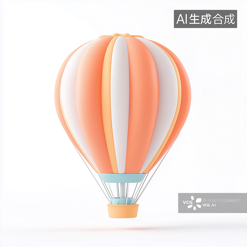 【AI数字艺术】3D卡通热气球元素图片素材
