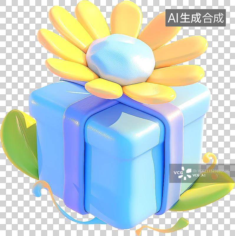 【AI数字艺术】春天花朵绿叶礼物节日促销三维插画图片素材