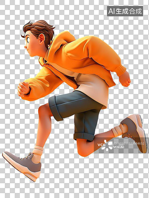【AI数字艺术】一个正在跳跃跑步的年轻男生图片素材