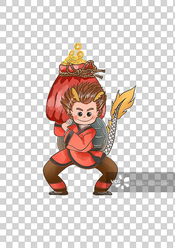 龙生九子神兽霸下扛福袋站姿动物拟人国潮风免扣元素图片素材