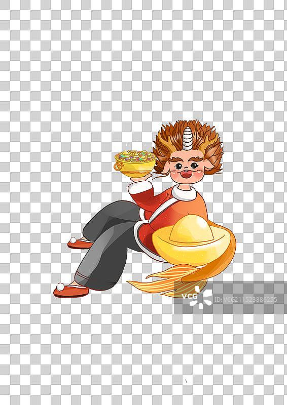 龙生九子神兽貔貅聚宝盆动物拟人国潮风免扣元素图片素材