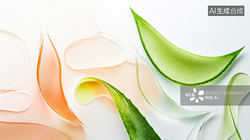 【AI数字艺术】胶状质地芦荟切片平铺背景图图片素材