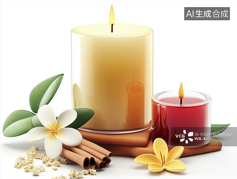 【AI数字艺术】蜡烛香料和灯芯3D美容图标图片素材