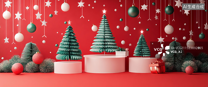 【AI数字艺术】西方圣诞节背景圣诞快乐圣诞树素材背景图片素材