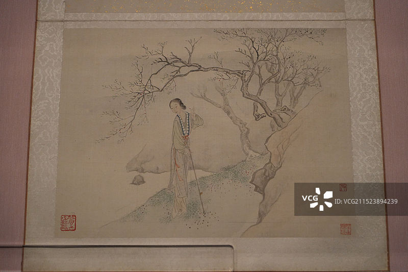 清代费丹旭十二金钗图册，绢本设色，故宫文华殿展览，千秋佳人人物画图片素材