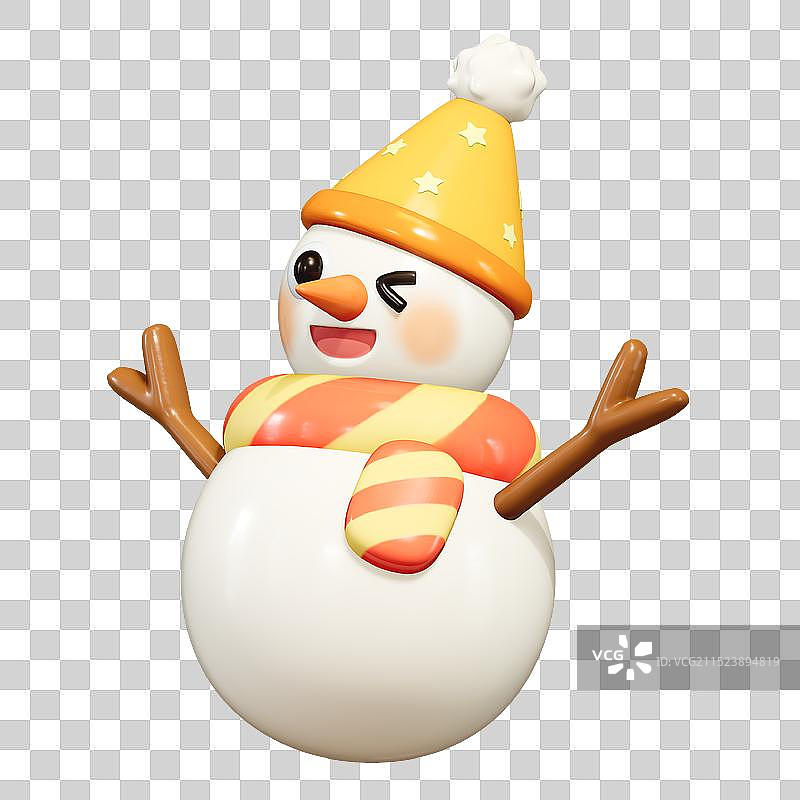 圣诞节圣诞雪人装饰3D可爱风卡通插画元素图片素材