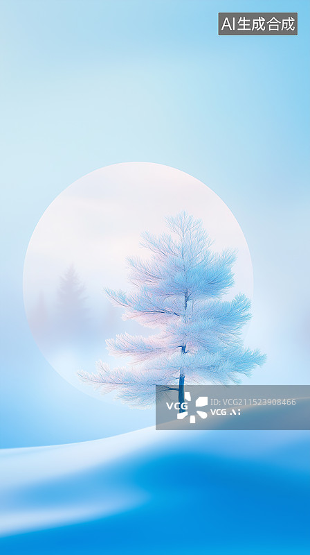 【AI数字艺术】山坡上的一颗松树图片素材