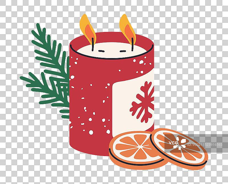 手绘装饰圣诞蜡烛图片素材