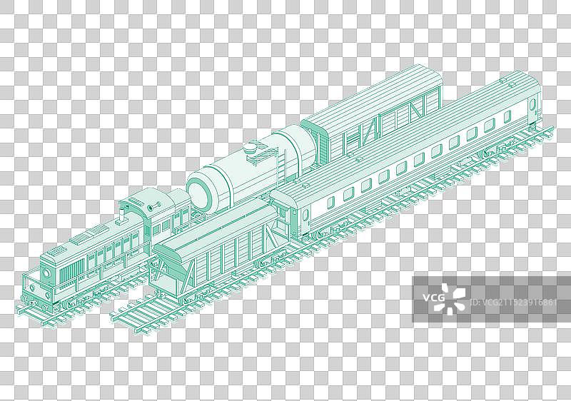 2.5D火车机车与铁路图片素材