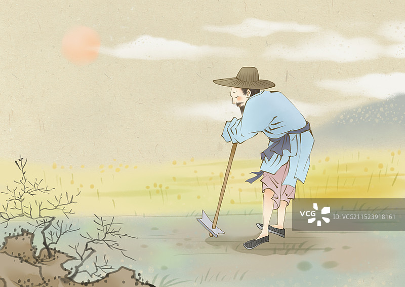 悯农古诗插画图片素材
