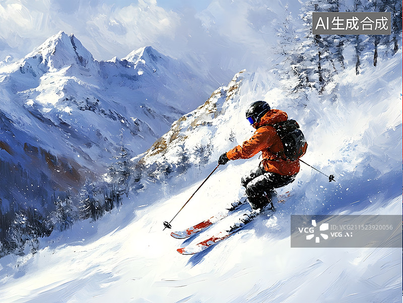 【AI数字艺术】登山滑雪滑冰跑步冰钓等冬季运动图片素材