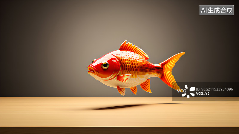 【AI数字艺术】模型图标插画 半空中游泳的鱼图片素材