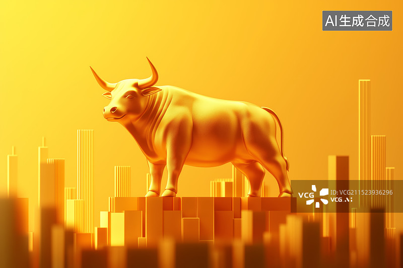 【AI数字艺术】金融题材一头金牛图片素材