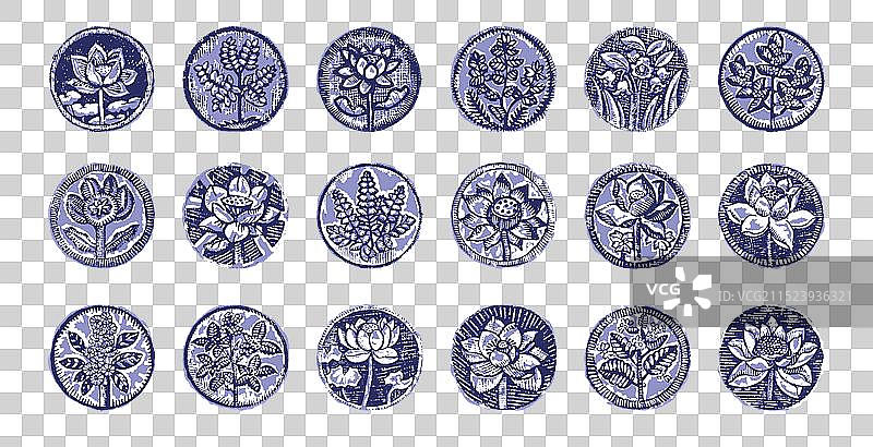 靛蓝色染色效果抽象图案图片素材