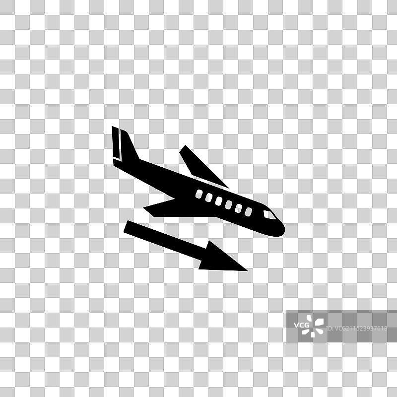 正在降落的飞机黑色图标图片素材