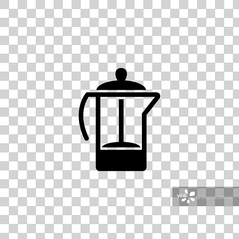 咖啡和茶爱好者的时尚法式滤压壶图标图片素材