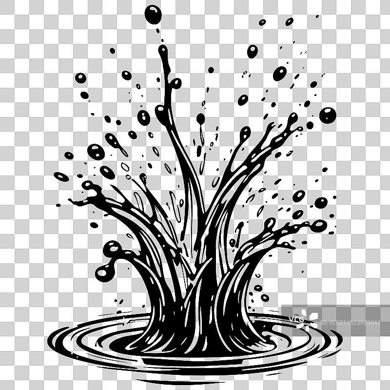 黑色水蜘蛛鞭状单色轮廓图图片素材