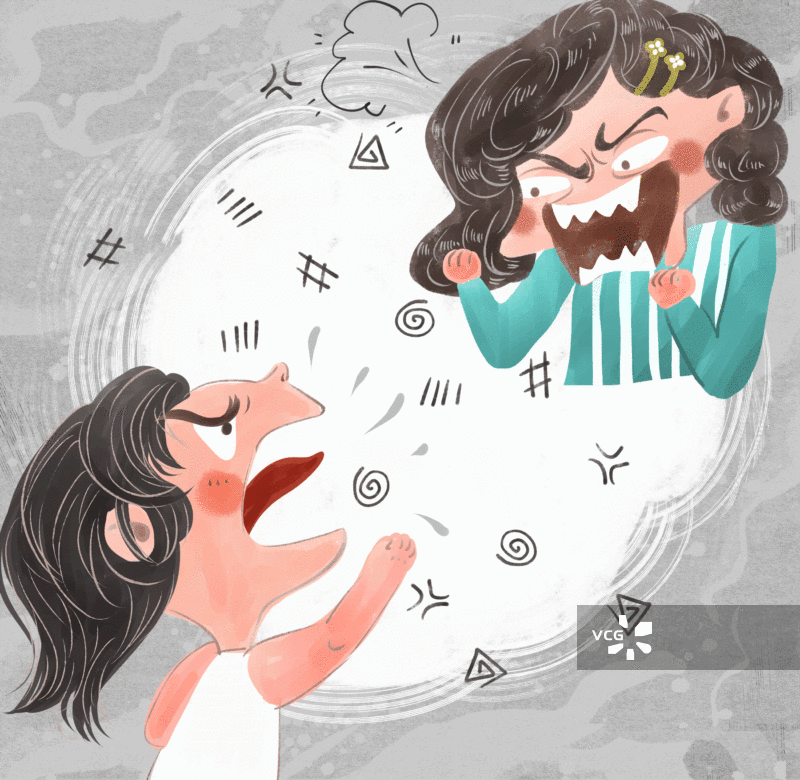 男女吵架插画GIF动图图片素材