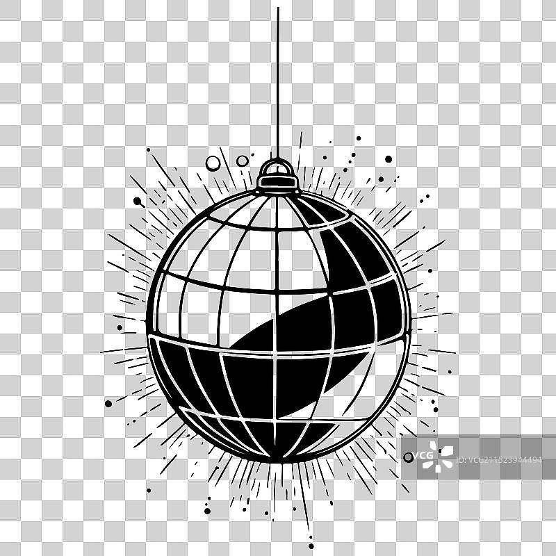 手绘线条透明背景迪斯科球图片素材