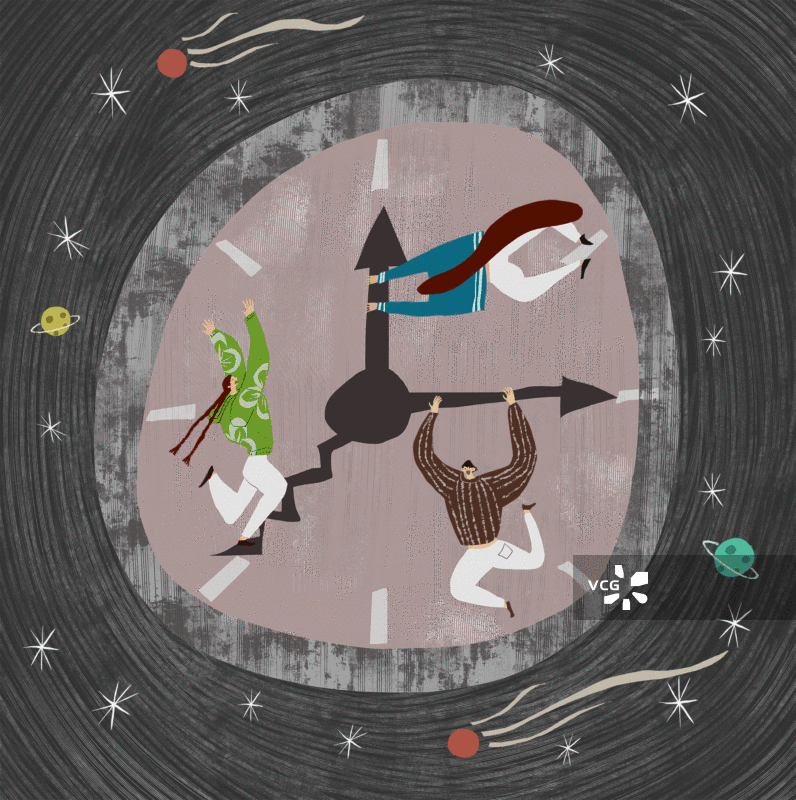 在时间里玩耍插画GIF动图图片素材