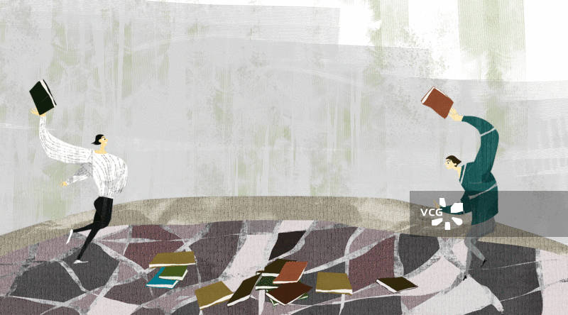 二元对立争论插画GIF动图图片素材