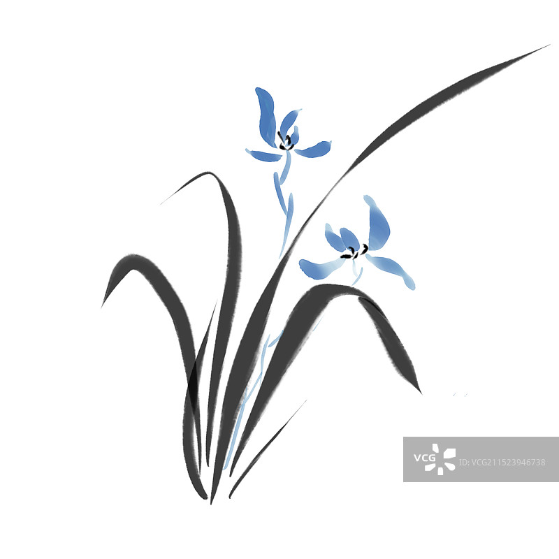 国画水墨兰花图片素材