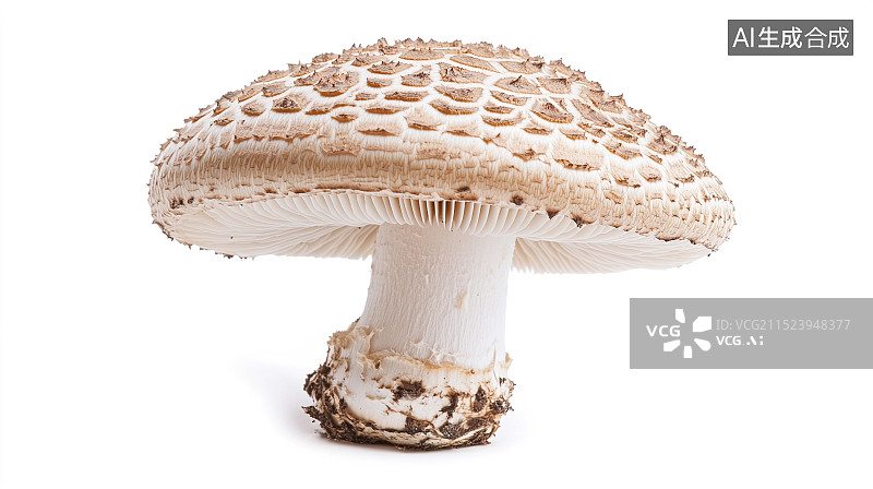 【AI数字艺术】白色背景下的新鲜蔬菜-蘑菇图片素材