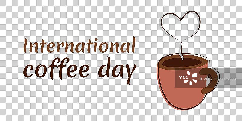 国际咖啡日拿铁咖啡杯与爱心图片素材