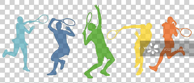 打网球的男士和女士合集图片素材