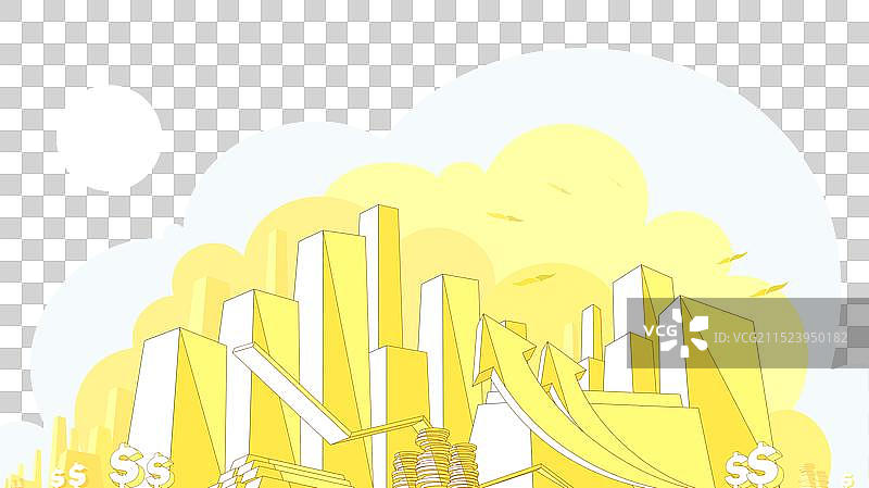 城市金色外观，经济金融概念图片素材