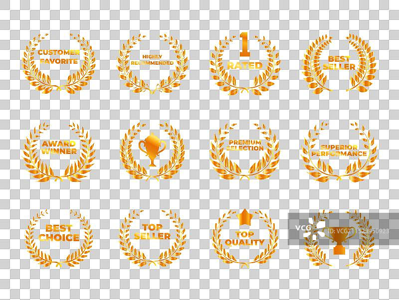 金色 laurel 环最佳畅销荣誉奖图片素材