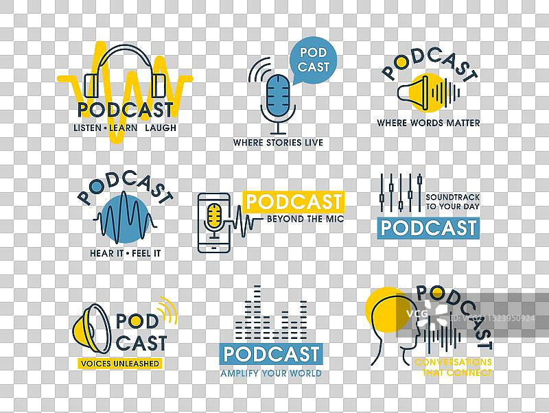 播客音频声音节目收听线性标签图片素材