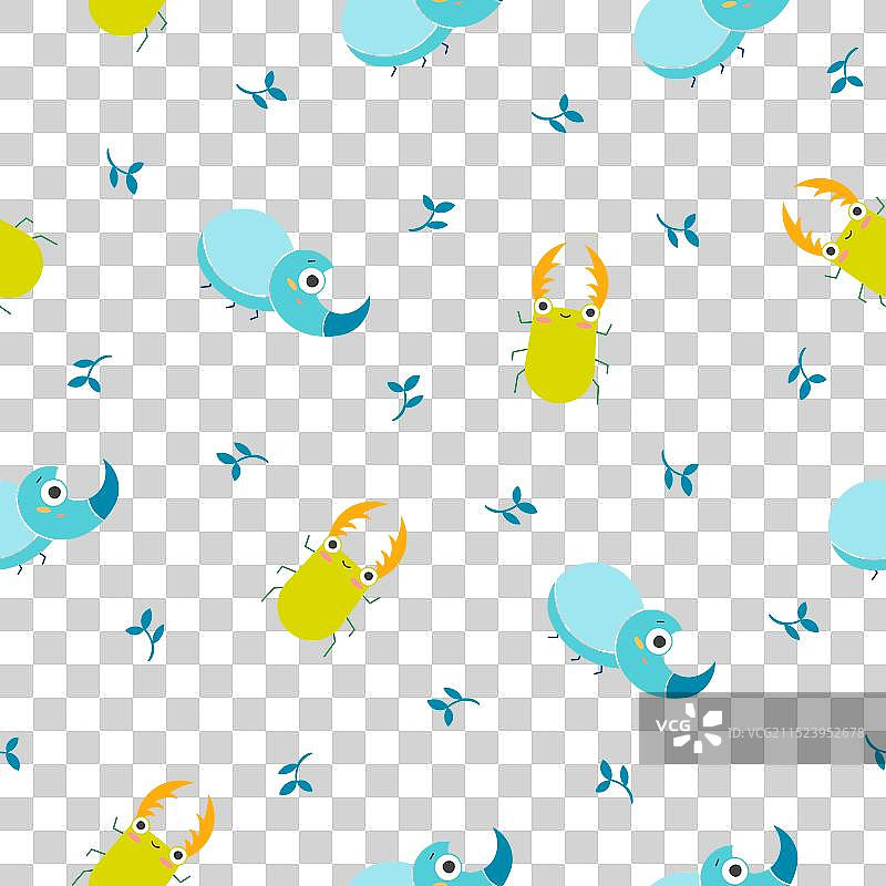 可爱昆虫卡通角色无缝图案图片素材