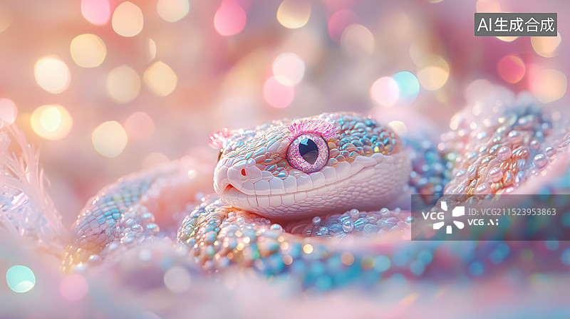 【AI数字艺术】可爱梦幻风格的蛇图片素材