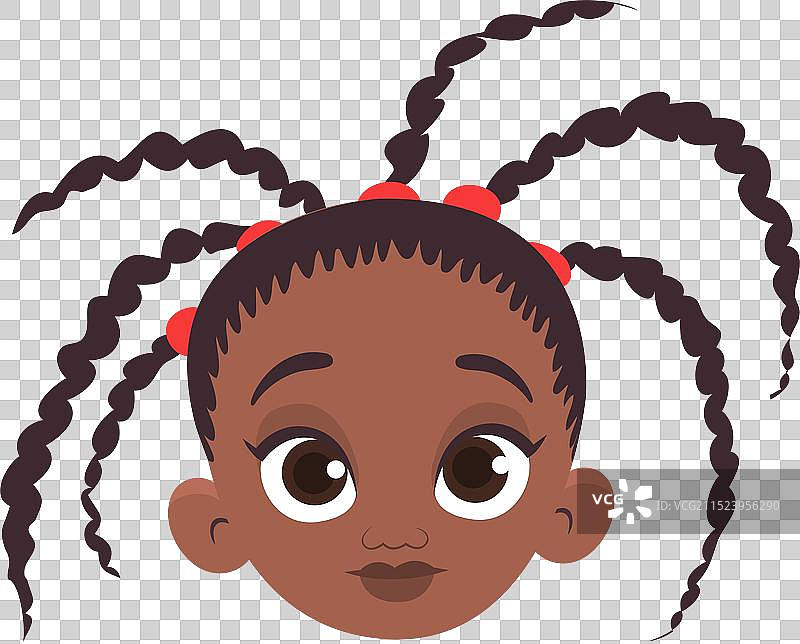 卡通小非裔美国女孩图片素材