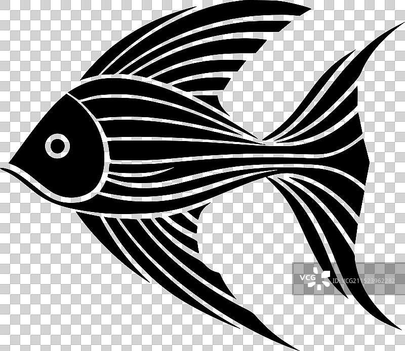 黑白神仙鱼图标图片素材