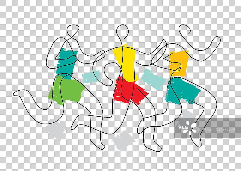 跑步比赛马拉松慢跑线条艺术风格图片素材